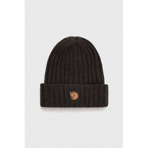 Fjallraven czapka wełniana kolor zielony wełniana ONE ANSWEAR.com