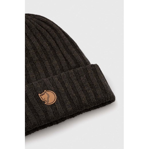 Fjallraven czapka wełniana kolor zielony wełniana ONE ANSWEAR.com