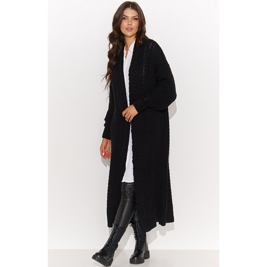 Otulający damski otwarty długi sweter czarny NU_S91, Kolor czarny, Rozmiar one size, NUMINOU ze sklepu Primodo w kategorii Swetry damskie - zdjęcie 162712304