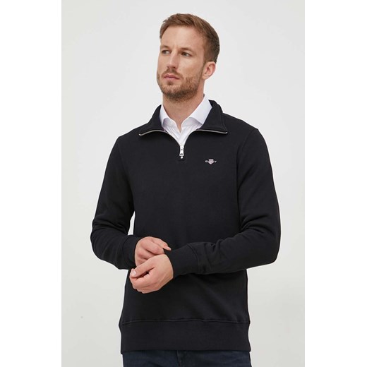 Gant bluza męska kolor czarny z aplikacją ze sklepu ANSWEAR.com w kategorii Bluzy męskie - zdjęcie 162716943