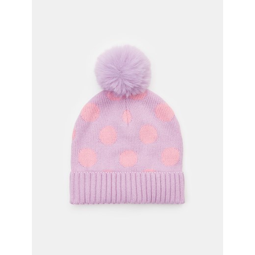 Sinsay - Czapka z pomponem - fioletowy Sinsay L Sinsay