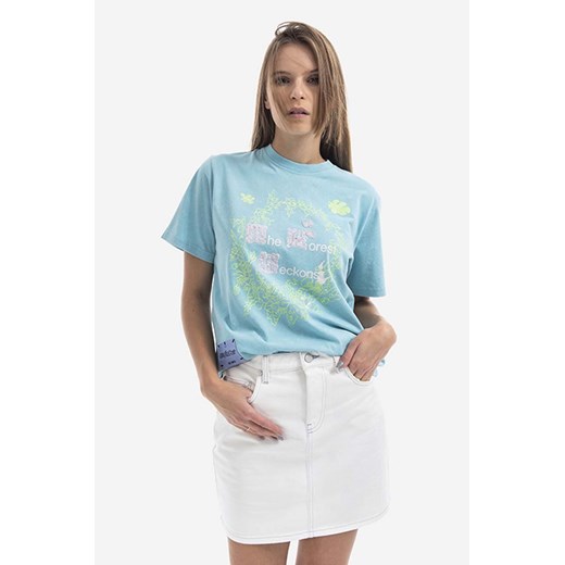 MCQ t-shirt bawełniany kolor niebieski 624665RSJ634209-BLUE ze sklepu PRM w kategorii Bluzki damskie - zdjęcie 162726081