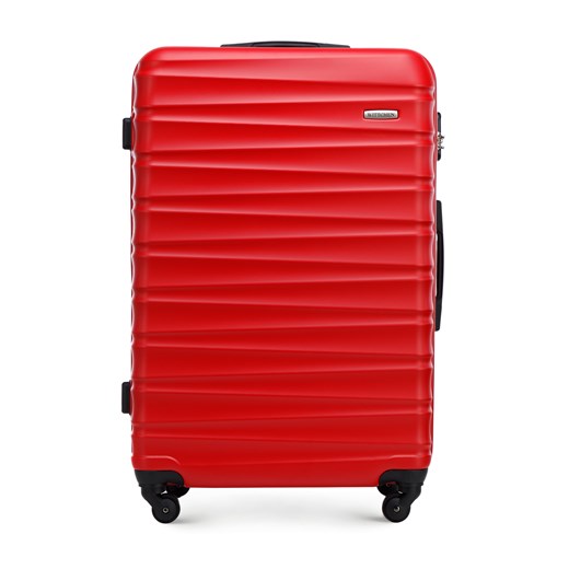 Duża walizka z ABS-u z żebrowaniem czerwona ze sklepu WITTCHEN w kategorii Walizki - zdjęcie 162727151