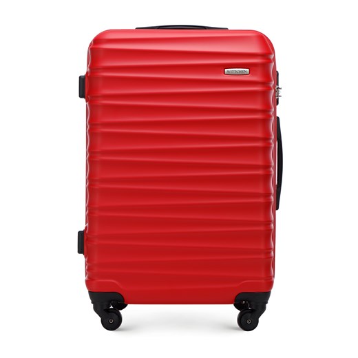 Średnia walizka z ABS-u z żebrowaniem czerwona ze sklepu WITTCHEN w kategorii Walizki - zdjęcie 162727221
