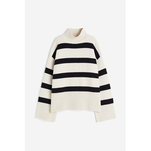 H & M - Sweter oversize z półgolfem - Biały H & M XL H&M