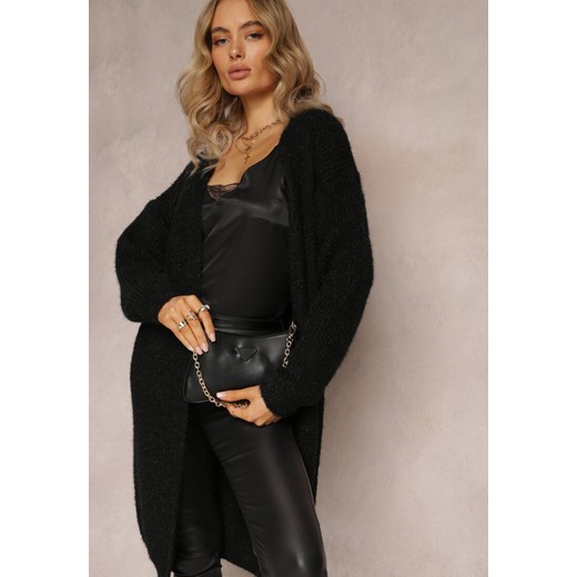 Czarny Kardigan Oversize w Prążki Vertona ze sklepu Renee odzież w kategorii Swetry damskie - zdjęcie 162732692