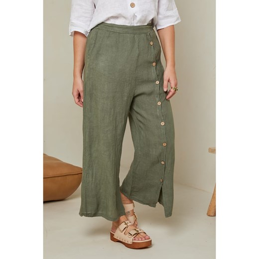 Curvy Lady Lniane spodnie w kolorze khaki Curvy Lady 48/50 okazyjna cena Limango Polska