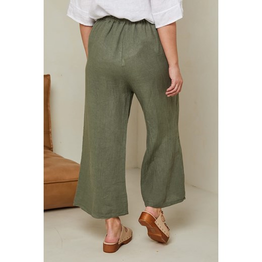 Curvy Lady Lniane spodnie w kolorze khaki Curvy Lady 48/50 okazja Limango Polska