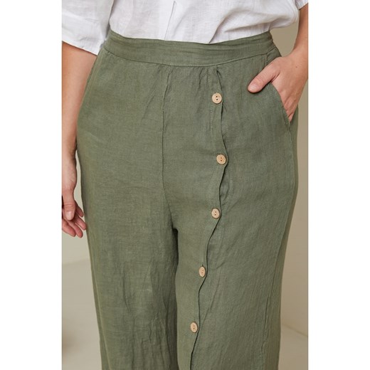 Curvy Lady Lniane spodnie w kolorze khaki Curvy Lady 48/50 promocyjna cena Limango Polska