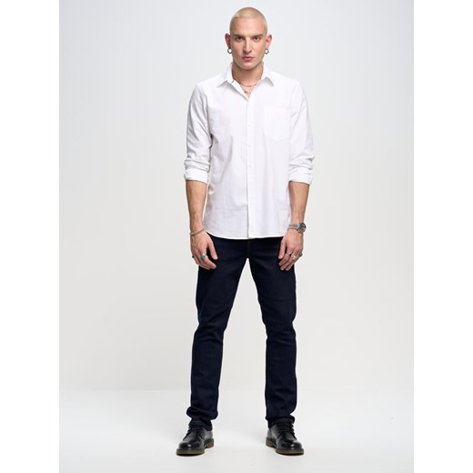 Koszula męska z tkaniny typu oxford biała Trixi 100 ze sklepu Big Star w kategorii Koszule męskie - zdjęcie 162739262