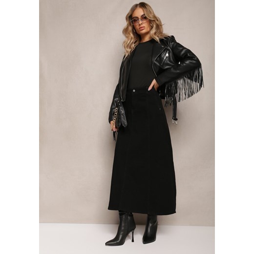 Czarna Spódnica o Długim Trapezowym Fasonie Midessa ze sklepu Renee odzież w kategorii Spódnice - zdjęcie 162740704