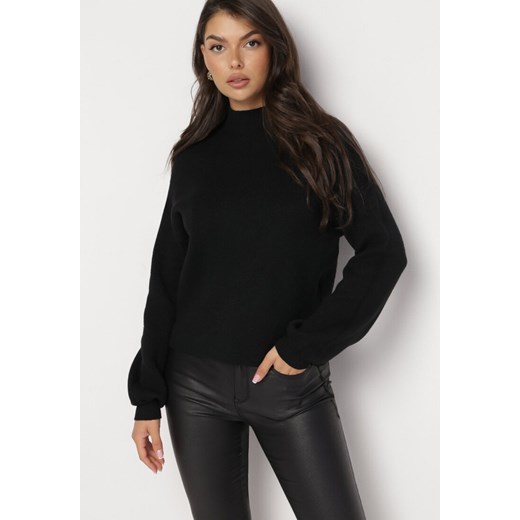 Czarny Gładki Sweter z Golfem Swenua ze sklepu Born2be Odzież w kategorii Swetry damskie - zdjęcie 162741470