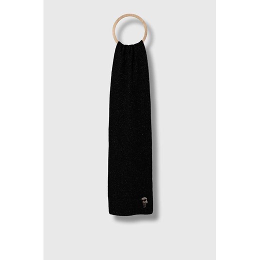 Karl Lagerfeld szalik wełniany kolor czarny wzorzysty ze sklepu ANSWEAR.com w kategorii Szaliki i chusty damskie - zdjęcie 162742394