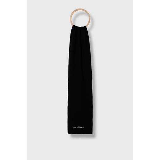 Karl Lagerfeld szalik z domieszką wełny kolor czarny melanżowy ze sklepu ANSWEAR.com w kategorii Szaliki i chusty damskie - zdjęcie 162742402