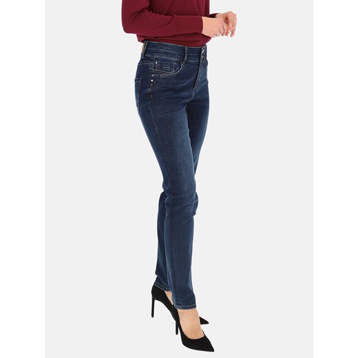 Granatowe spodnie jeansowe rurki mid rise Red Button Cathy ze sklepu Eye For Fashion w kategorii Jeansy damskie - zdjęcie 162746024