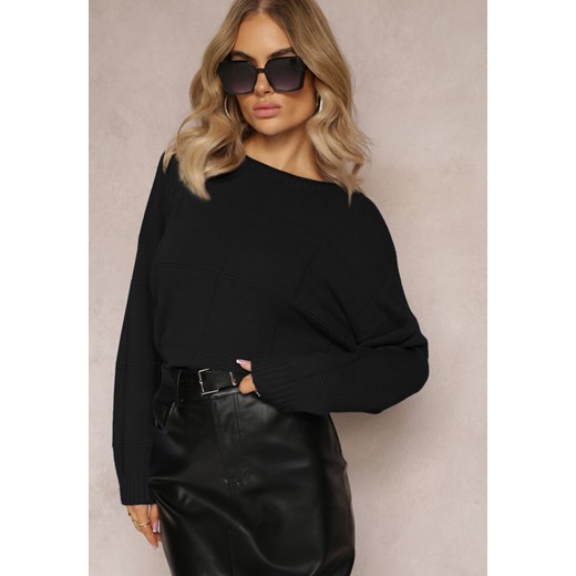 Czarny Klasyczny Sweter z Długim Rękawem Nemiona ze sklepu Renee odzież w kategorii Swetry damskie - zdjęcie 162747843