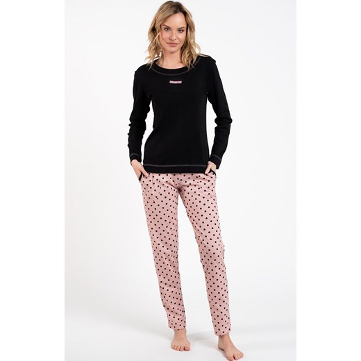 Damska piżama z długim rękawem i długą nogawką Bonilla, Kolor czarny-wzór, Rozmiar S, Italian Fashion ze sklepu Intymna w kategorii Piżamy damskie - zdjęcie 162748362