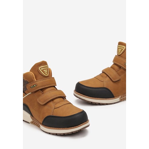 Brązowe Sportowe Botki Traperki z Dwoma Rzepami Farira 33 wyprzedaż born2be.pl