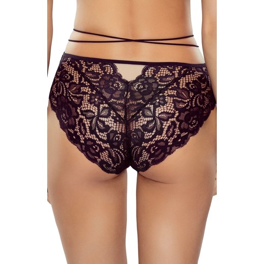 Czarne koronkowe figi z ozdobnym sznurkiem Cindy 5021, Kolor czarny, Rozmiar S, Lapinee ze sklepu Intymna w kategorii Majtki damskie - zdjęcie 162750671