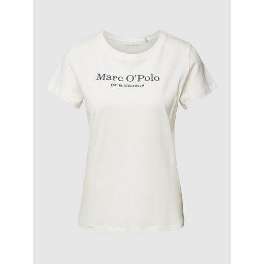 Bluzka damska biała Marc O'Polo z napisami z okrągłym dekoltem 