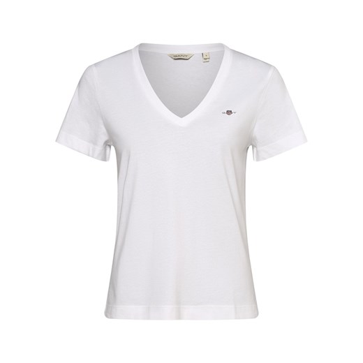 Gant T-shirt damski Kobiety Dżersej biały jednolity ze sklepu vangraaf w kategorii Bluzki damskie - zdjęcie 162753882