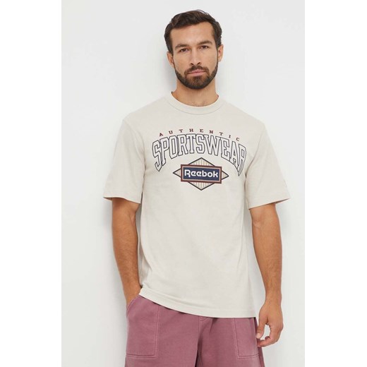 Reebok Classic t-shirt bawełniany kolor beżowy z nadrukiem ze sklepu ANSWEAR.com w kategorii T-shirty męskie - zdjęcie 162755023