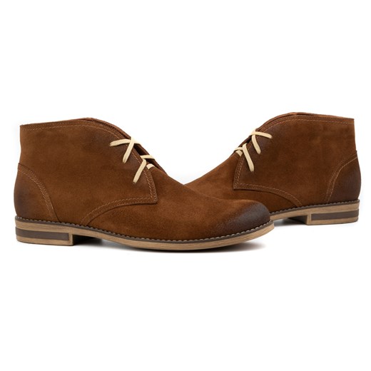 Buty męskie sztyblety ocieplane zamszowe 102KAM brązowe ze sklepu butyolivier w kategorii Buty zimowe męskie - zdjęcie 162756471