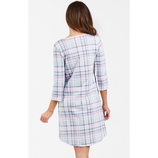 Koszula nocna damska w kratę z rękawem 3/4 Allison, Kolor niebiesko-różowy, Rozmiar XL, Italian Fashion ze sklepu Primodo w kategorii Koszule nocne - zdjęcie 162760254