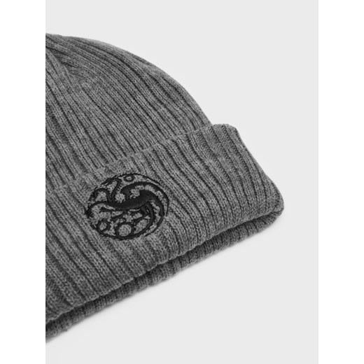 Ciemnoszara czapka beanie z haftem House of the Dragon - Szary House ONE SIZE House