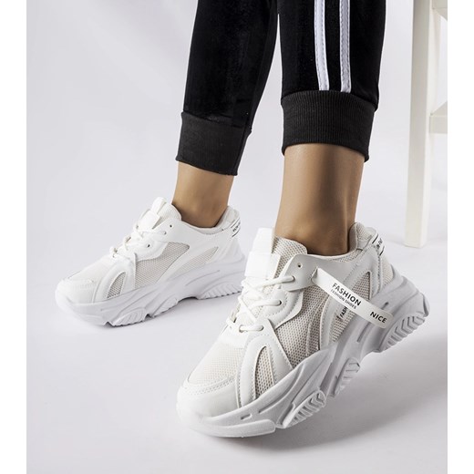Białe sneakersy na grubej podeszwie Fida ze sklepu gemre w kategorii Buty sportowe damskie - zdjęcie 162773401