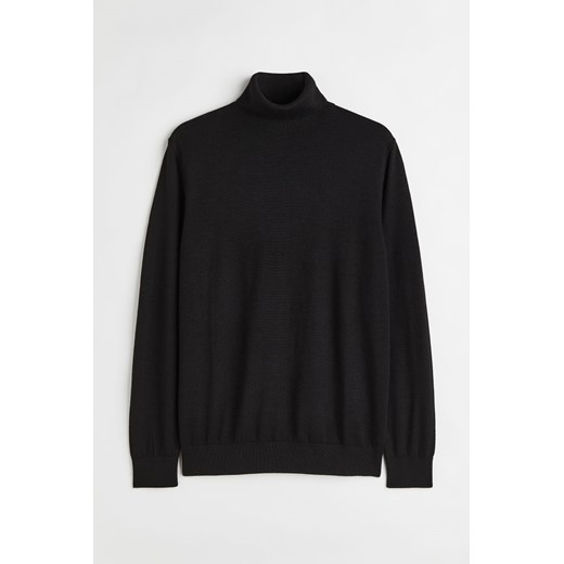 H & M - Sweter z golfem Slim Fit - Czarny H & M L H&M