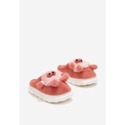 Czerwone Kapcie z Aplikacją Potworka 3D na Grubej Podeszwie Sadeta ze sklepu born2be.pl w kategorii Kapcie dziecięce - zdjęcie 162779994