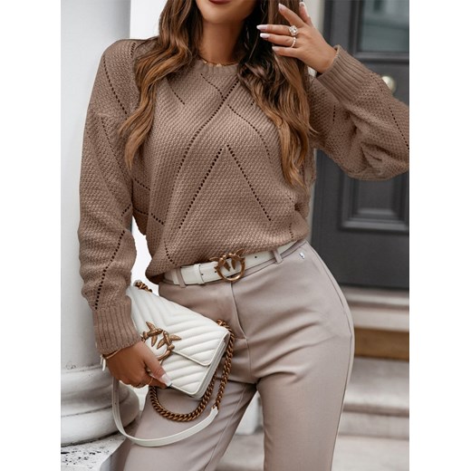 Sweter o ażurowym splocie Lorenna - odcienie brązu - odcienie brązu Pakuten uniwersalny promocja pakuten.pl