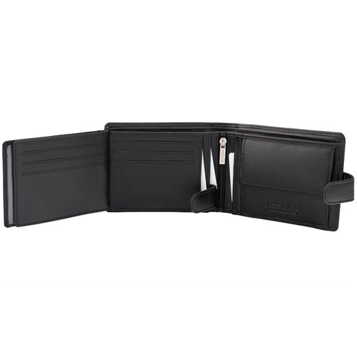 Zapinany portfel męski skórzany z ochroną RFID BLOCK (czarny, carbon) ze sklepu Koruma ID Protection w kategorii Portfele męskie - zdjęcie 162782924