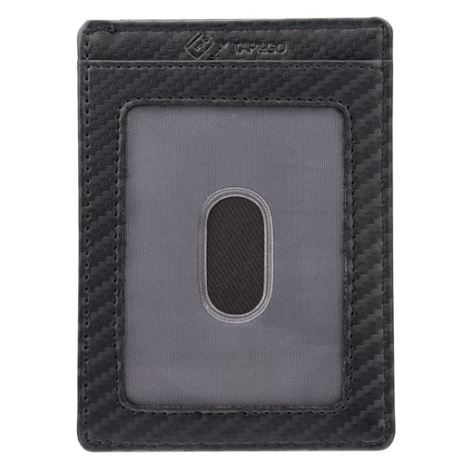 Cienkie skórzane etui na karty zbliżeniowe RFID (czarny, carbon) Koruma Uniwersalny Koruma ID Protection