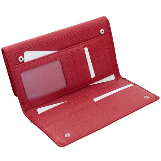 Skórzany portfel damski  na karty z ochroną RFID i miejscem na smartfon (Czerwony) ze sklepu Koruma ID Protection w kategorii Portfele damskie - zdjęcie 162783133