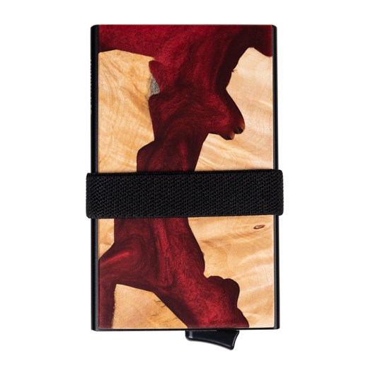 Aluminiowy portfel z wysuwanymi kartami i ochroną kart zbliżeniowych (drewno + czerwona żywica) ze sklepu Koruma ID Protection w kategorii Portfele męskie - zdjęcie 162783204