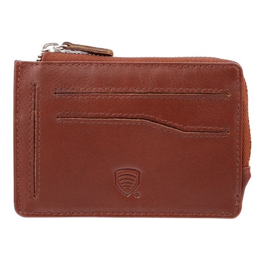 Mały skórzany portfel na karty zamykany na zamek (Brązowy) ze sklepu Koruma ID Protection w kategorii Portfele męskie - zdjęcie 162783242