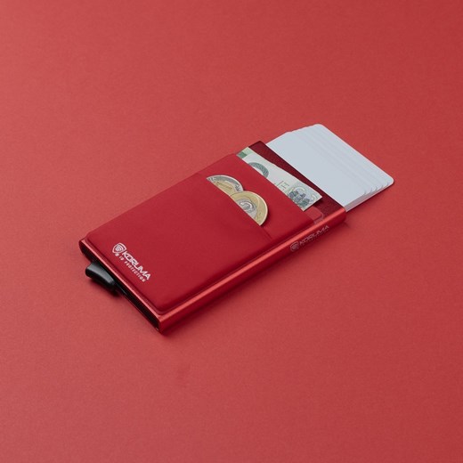 Aluminiowy portfel z wysuwanymi kartami i ochroną kart zbliżeniowych (Czerwony) ze sklepu Koruma ID Protection w kategorii Etui - zdjęcie 162783303