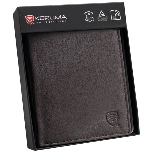 Portfel męski skórzany z ochroną kart zbliżeniowych RFID BLOCK (brąz) Koruma Uniwersalny Koruma ID Protection