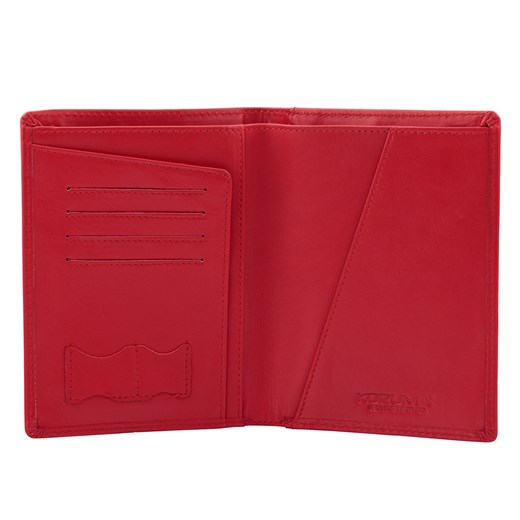 Skórzany portfel podróżny na karty oraz dokumenty zbliżeniowe (czerwony) ze sklepu Koruma ID Protection w kategorii Portfele damskie - zdjęcie 162783482