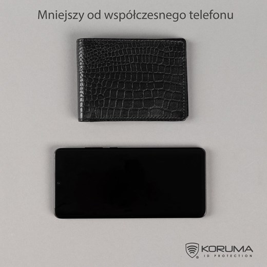 Super cienki portfel męski skórzany typu SLIM (Czarny, Croco) ze sklepu Koruma ID Protection w kategorii Portfele męskie - zdjęcie 162783640