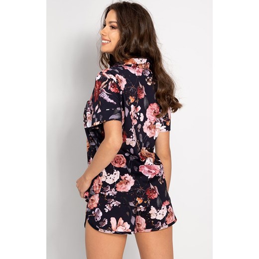 Piżama damska na krótki rękaw i z krótką nogawką Midnight, Kolor granatowy-wzór, Rozmiar M, Momenti per me ze sklepu Intymna w kategorii Piżamy damskie - zdjęcie 162791714