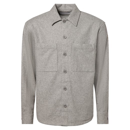 Calvin Klein Koszula męska Mężczyźni Regular Fit Wełna szary jednolity ze sklepu vangraaf w kategorii Koszule męskie - zdjęcie 162792680