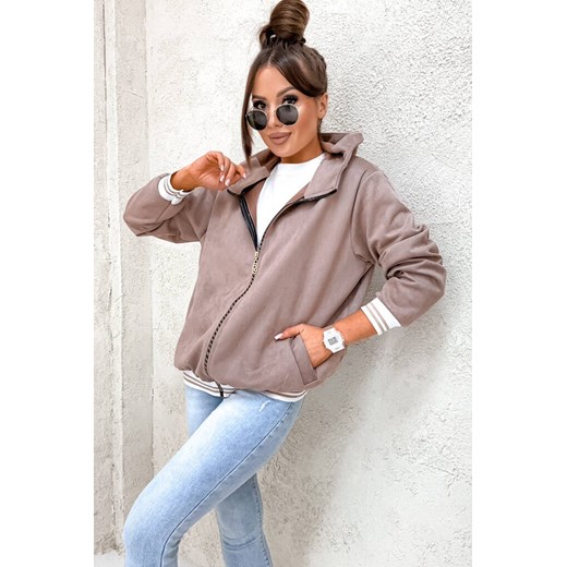 BLUZA ZAMSZOWA Z KONTRASTOWYMI ŚCIĄGACZAMI- BRUDNY RÓŻ Olika uniwersalny olika.com.pl