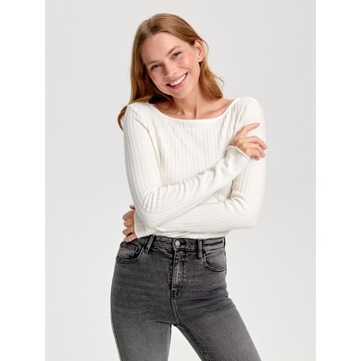 Sinsay - Jeansy skinny high waist - szary Sinsay 44 Sinsay