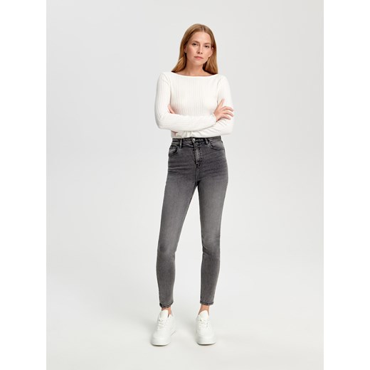 Sinsay - Jeansy skinny high waist - szary Sinsay 42 Sinsay
