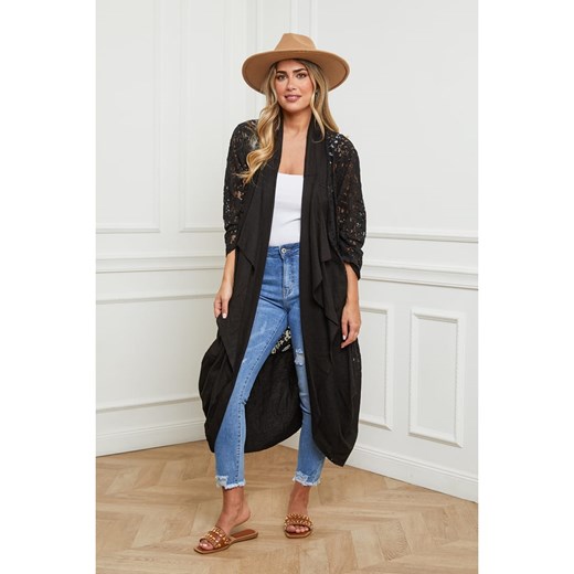 Plus Size Company Lniana narzutka w kolorze czarnym Plus Size Company 52 okazja Limango Polska