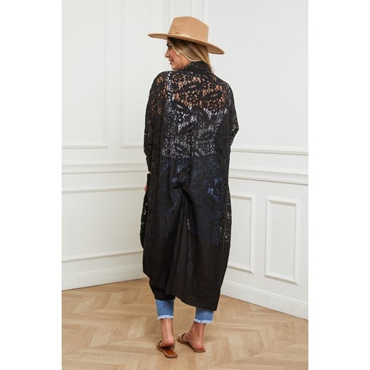 Plus Size Company Lniana narzutka w kolorze czarnym Plus Size Company 52 Limango Polska promocja