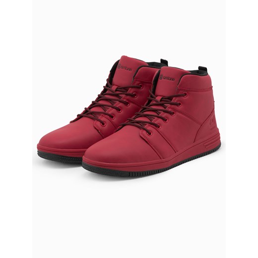 Buty męskie ocieplane sneakersy za kostkę - czerwone V1 OM-FOSH-0123 ze sklepu ombre w kategorii Buty sportowe męskie - zdjęcie 162798354